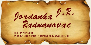 Jordanka Radmanovac vizit kartica